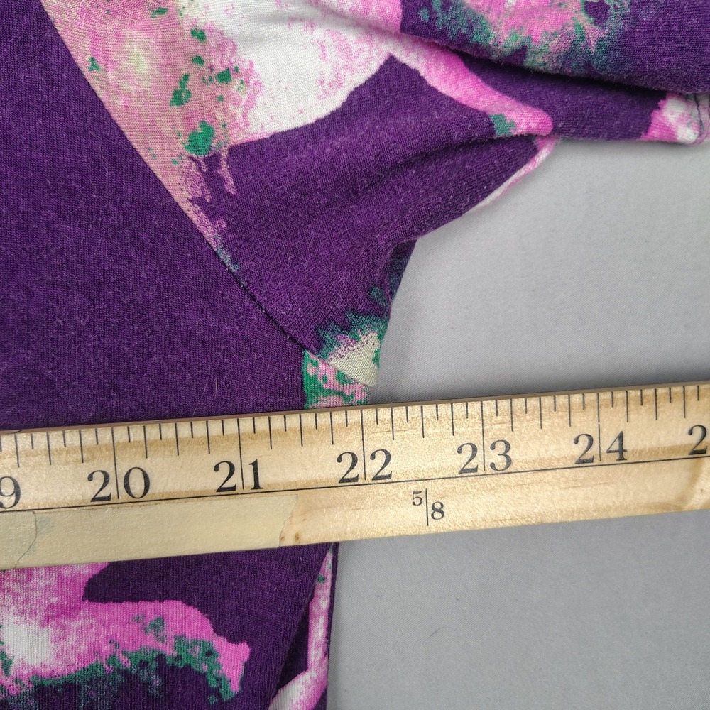 LuLaRoe Tunic Top Women 2XL Purple Floral Leaf Print Rayon Spandex Stretch - Picture 6 of 7